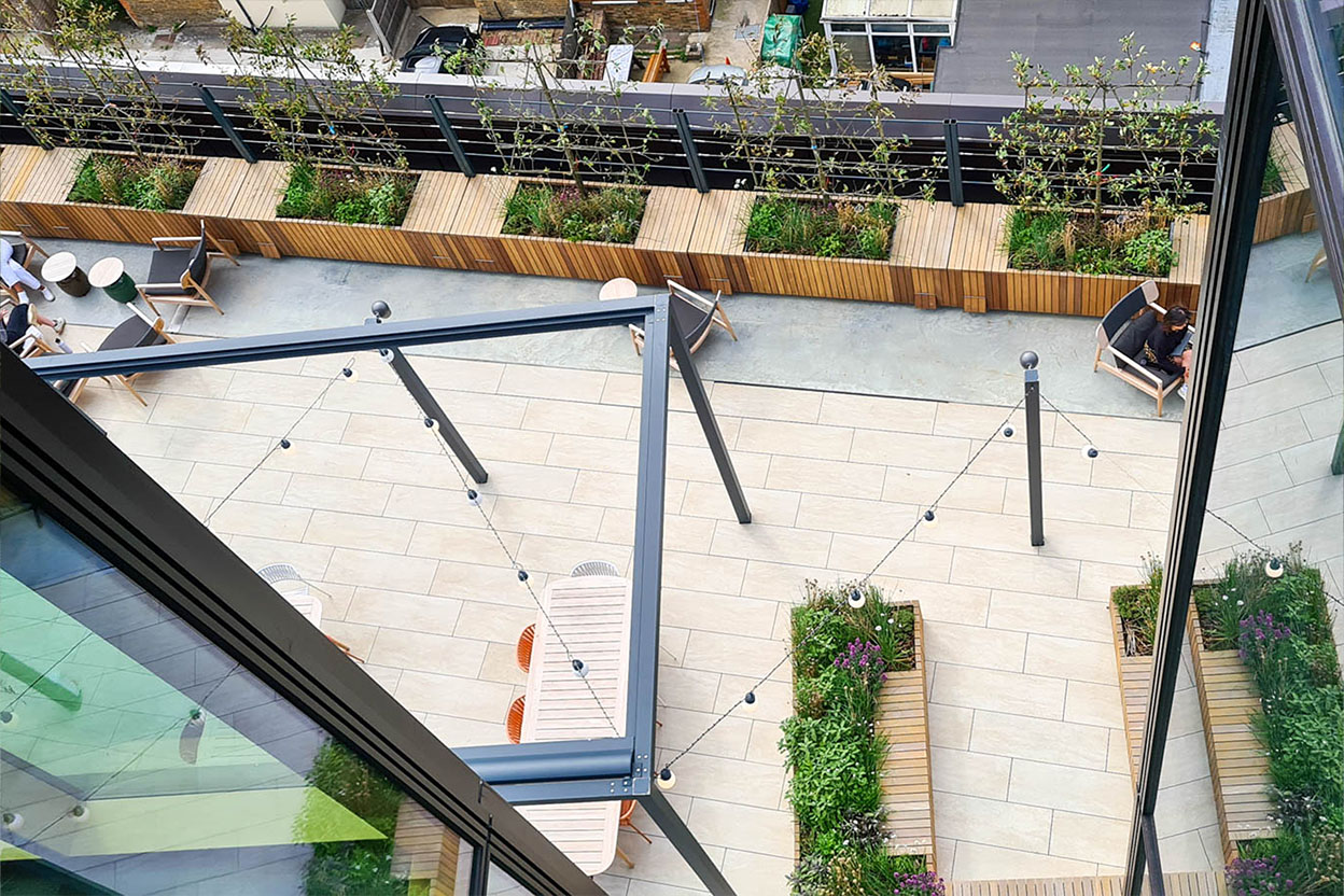 TJX headquarters using modern office roof terrace design to create recreational spaces