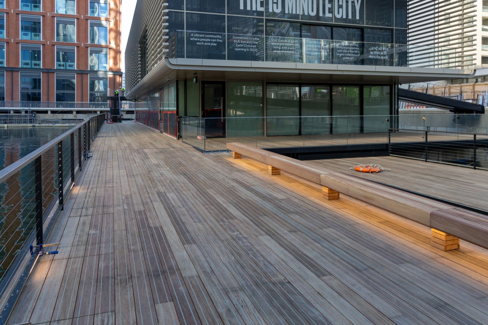 Buzon Adjustable Pedestals used for decking in stunning project K1 & K2 in Canary Wharf